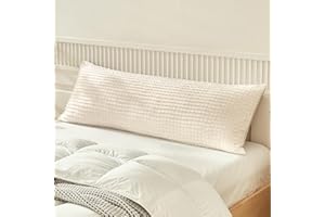 WARMDERN Beige Pillow Covers Body Pillow Cover Soft Microfiber Pillow Cases Set of 1 Boho Textured Pillowcase with Envelope Closure(Beige, Body-1 20x54 Inches)