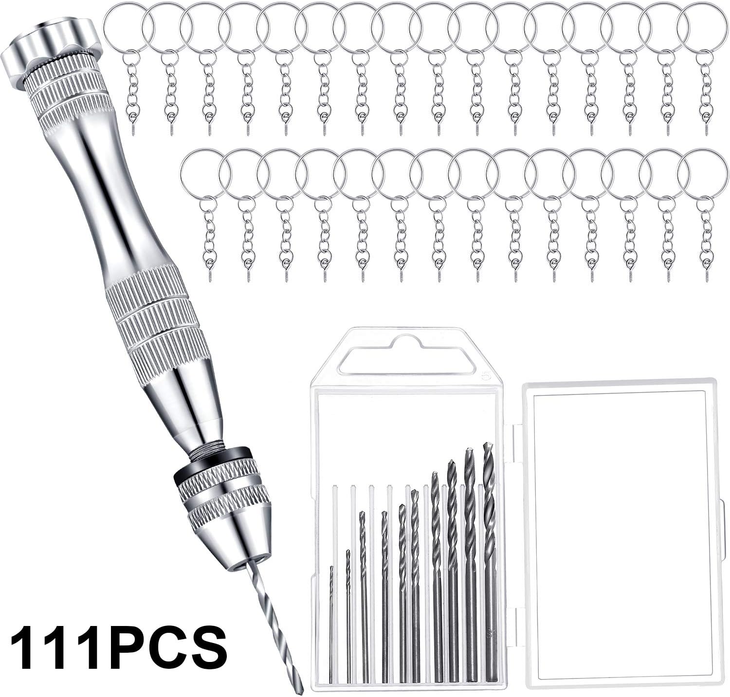 Resin Drill Pin Vise for Resin Casting Molds with 10Pcs Drill Bits Hand Drill for Keychain Pendant Jewelry Making