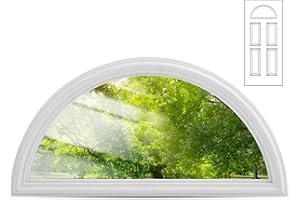 Pushglossy 1 Pcs 22" x 10" Entry Door Glass Insert Half Round Top Exterior Door Window Inserts Replacement Kit with Low-e Clear Glass for Home Improvement (1 Lite Round Top,White)