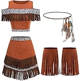 AGCOAH Adult Native American Costume Indian Tribal Clothing Women Halloween Cosplay