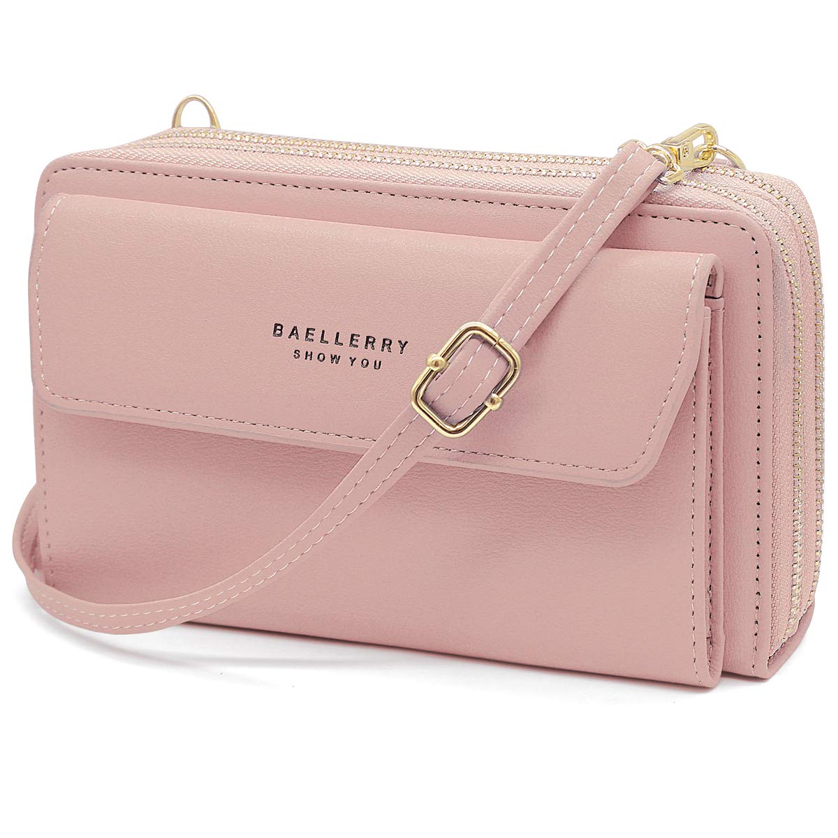 HNOOM Crossbody Phone Bag for Women Small Cellphone Crossbody Purse Wallet Cross Body Shoulder Bag Double Zipper Mobile Phone Purse Bag with Shoulder Strap and 12 Card Slots