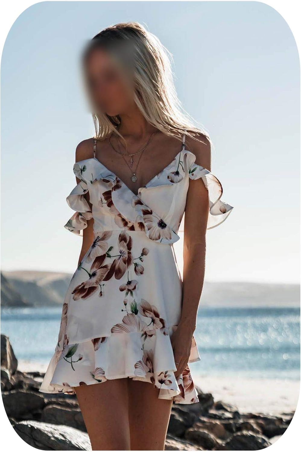 DRESSES Women Boho Floral Dress Chiffon Summer Party Evening Beach Mini