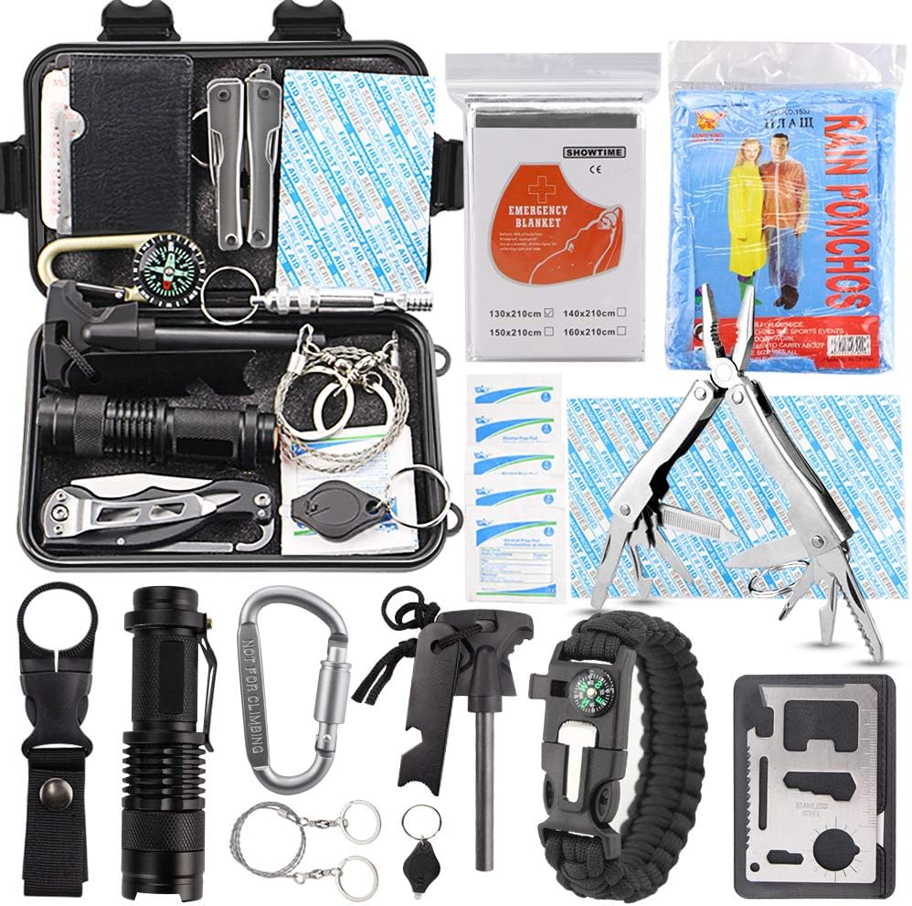 EMDMAK Survival Kit Outdoor Emergency Gear Kit for Camping Hiking Travelling or Adventures : Sports & Outdoors