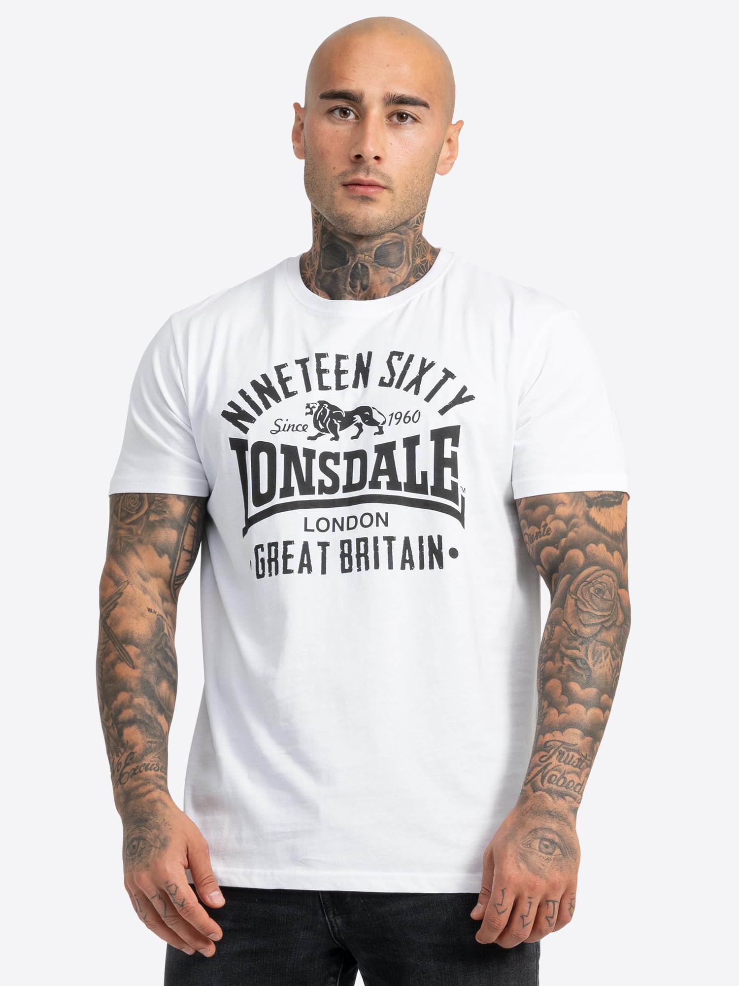 Lonsdale Herren T-Shirt Normale Passform Doppelpack BYLCHAU XXXL, White/Black 6
