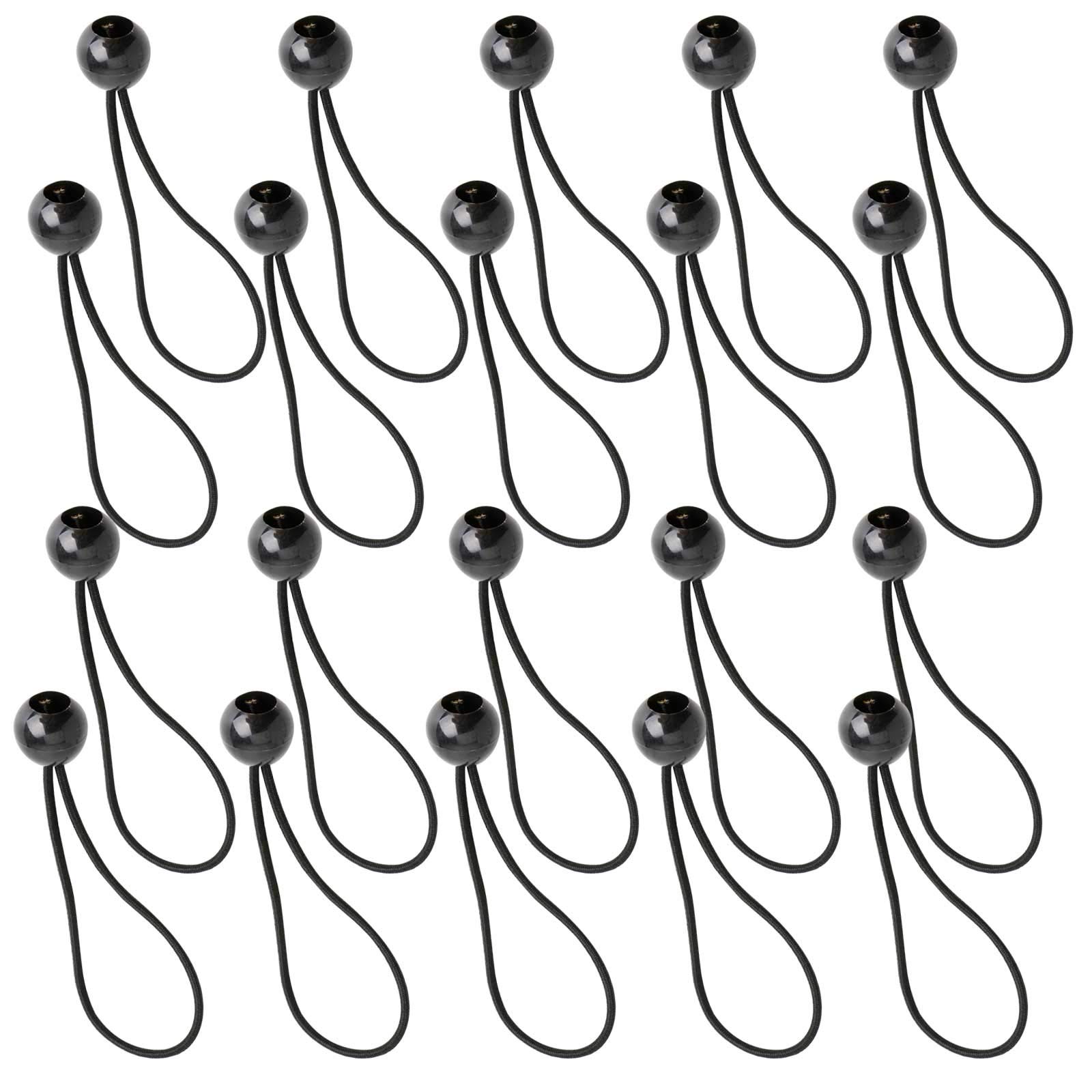 20PCS Black Tarpaulin Bungee Balls - Tarp Bungee Ties & Cords Elastic Tie Downs Trap Bungee Cord for Banner Pavilions, Flag Poles & ent Bungee Hooks Tarpaulin Holders Tent