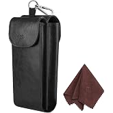 FINTIE Double Glasses Case with Carabiner Hook, Vegan Leather Eyeglass Case | Portable Soft Sunglasses Pouch, Dual Eyewear Storage, For Purse/Tote/Backpack, For Men And Women Travel