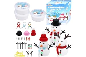 Kit de bonhomme de neige pour enfants : 3 pièces pour construire un bonhomme de neige - Kit d'argile amusante à sécher à l'ai