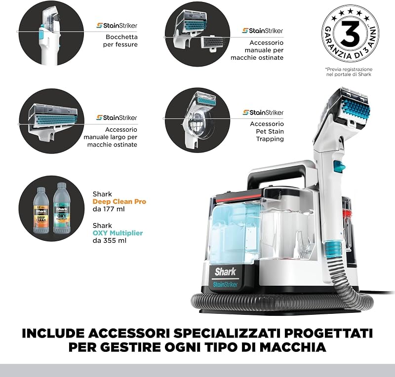 StainStriker, Pulitore Tappezzeria Smacchiatore, Portatile Bianco/Blu