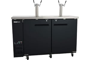 PEAKCOLD 2 Door, 4 Tap Commercial Beer Dispenser - Double Tower Keg Cooler - Kegerator; 60" W