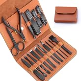 Manicure Pedicure Kit, Nail Clippers Set, Fingernail and Toenail Clipper Cutters, 16 Pieces Stainless Steel Professional Nail