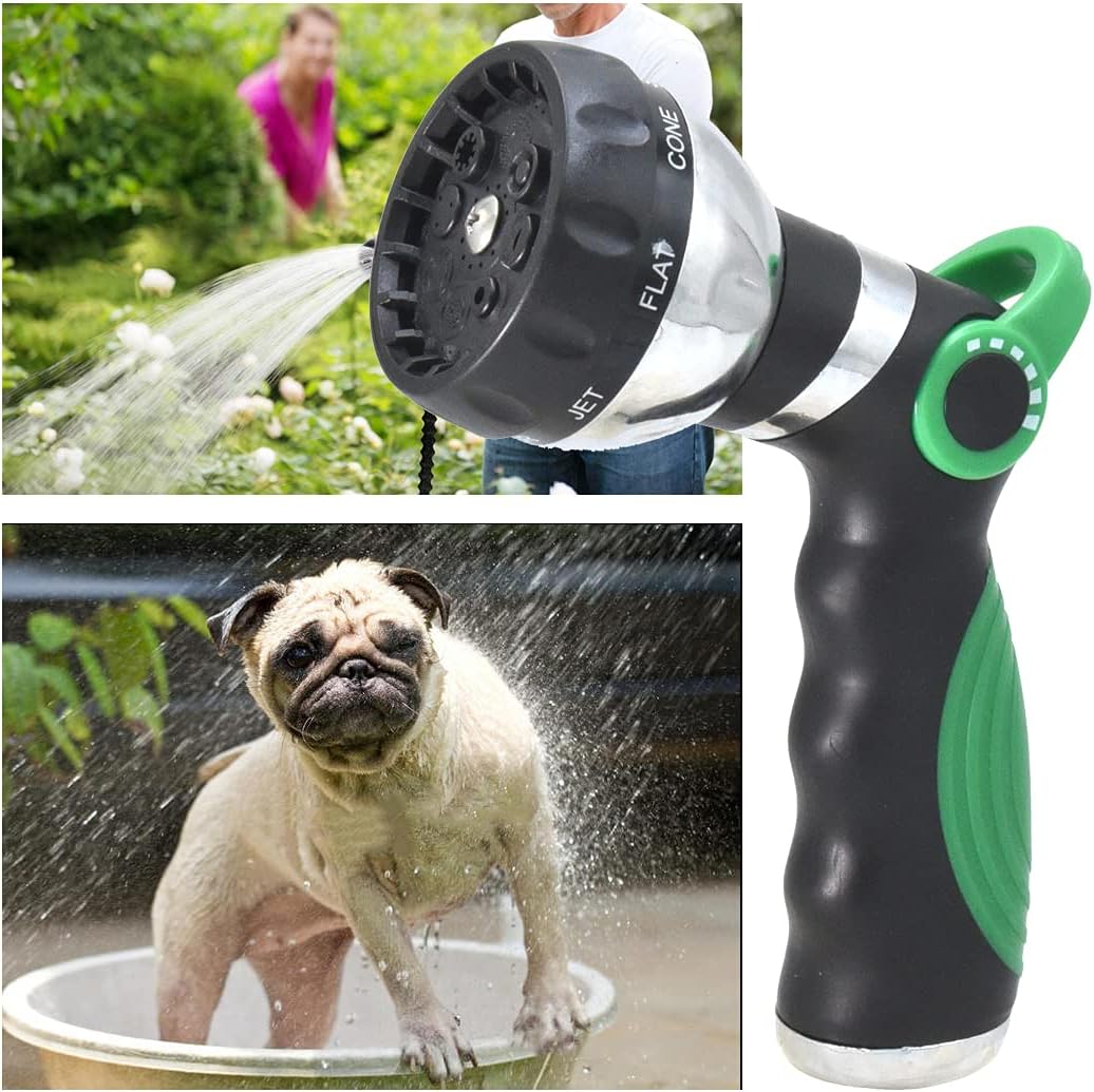 Garden Hose Nozzle Metal Duty Nozzle Hand Sprayer-High Pressure Spray Nozzle Adjustable Spray 8 Patterns Nozzle for Garden Hose, Car Wash,Cleaning,Showering Pets: Home Improvement