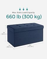 Songmics Mazie Collection Storage Ottoman Bench 76 cm Dark Blue LSF047Q52 view 5