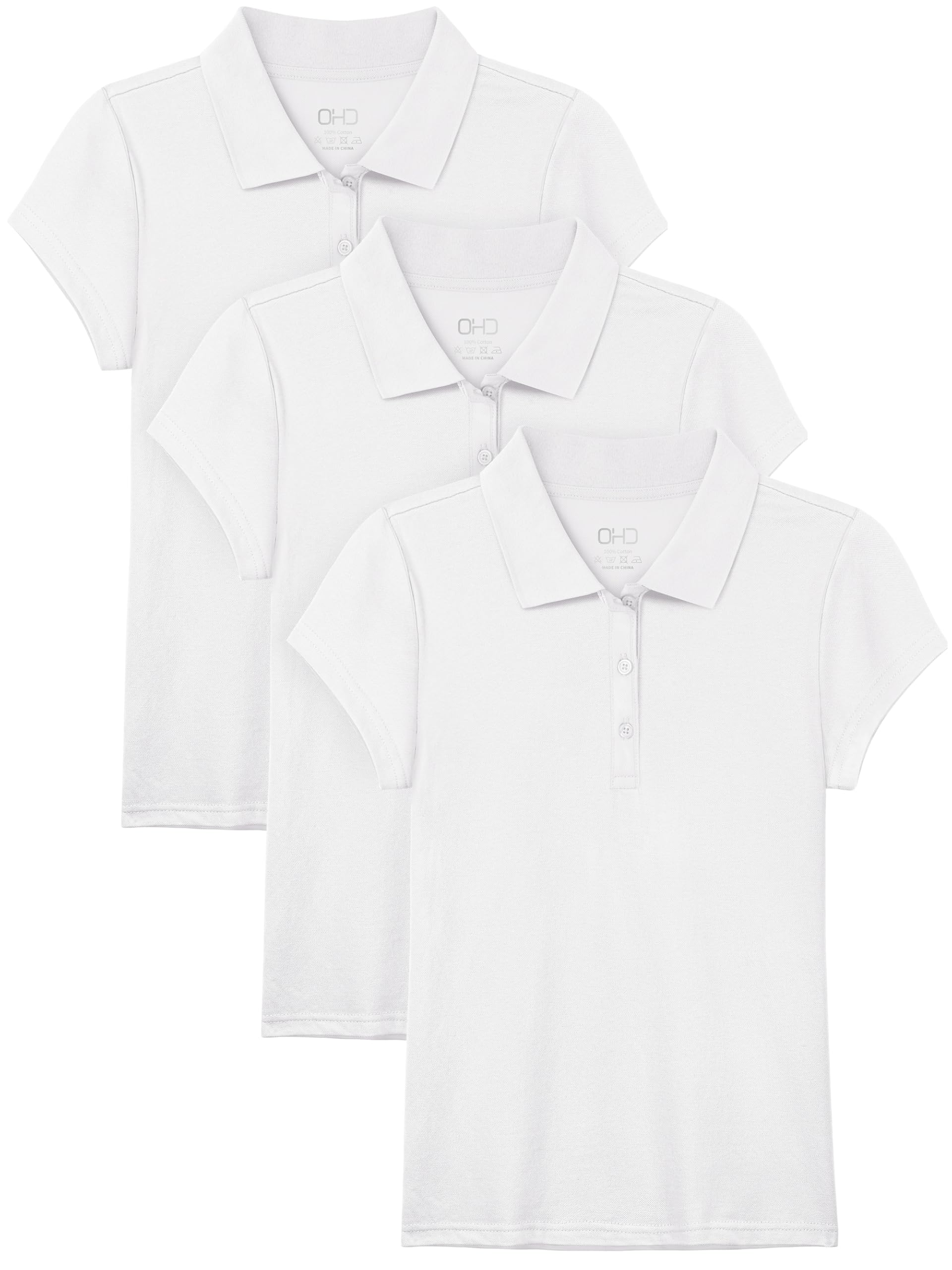 Photo 1 of ***ONLY ONE***
OHD 3 Pack Girls Polo Shirt School Uniform Polo for Girls Cotton Soft Short Sleeve Classic Collared Shirt Size 3T-14 White