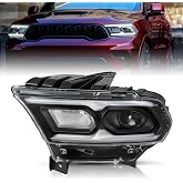 TUSDAR Left Side Headlight Assembly Fit for 2021-2024 Dodge Durango | Black Housing w/DRL Projector and Halogen Turn Signal(Not fit for All LED)