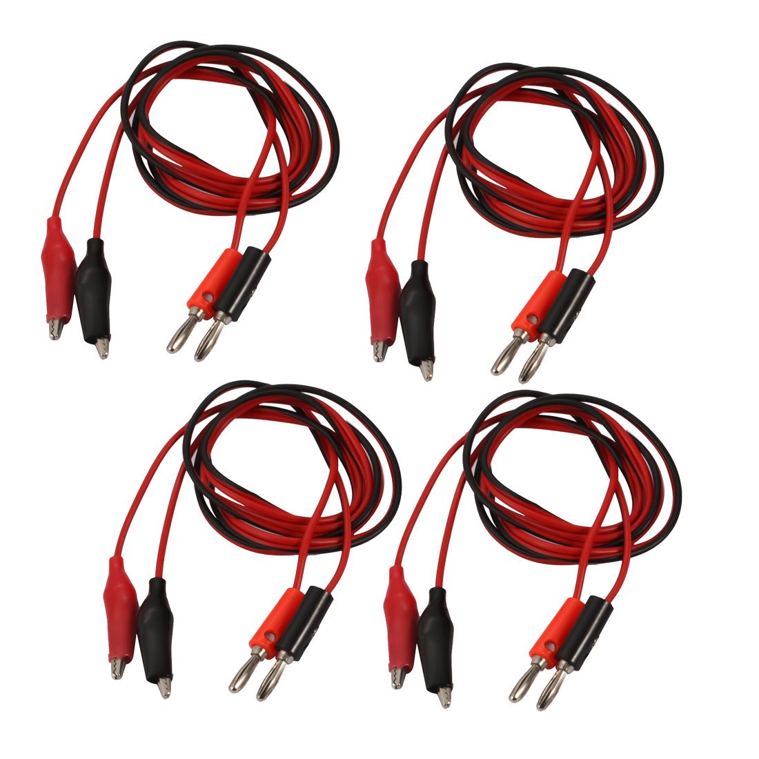 Sourcingmap 4 Pairs Alligator to Banana Connector Cable Jumper Wire Test Leads 1m Long
