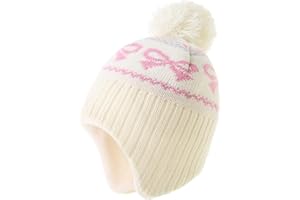 Moon Kitty Baby Girls Earflaps Knit Hats Infant Baby Beanies6-12Months