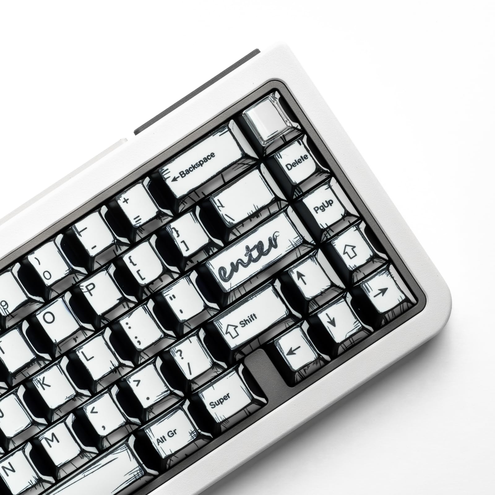 Photo 1 of ULTRAEQUIP PBT Keycaps White Manga Style 141 Keys Cherry Profile Dye Sub Retro Keycaps for Mechanical Keyboard