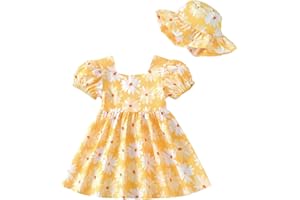 sweetabby Toddler Baby Girl Dresses Summer Clothes Boho Short Sleeve Dress Ruffle Infant Sundress Cute Girls Outfit