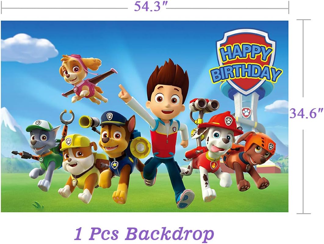 Dog Patrol Party Supplies Decoratins Set- Serve 10 Guests -167 Pcs, Birthday Packs Includes Flatwares, Cups, Tablecloth, Backdrop, Napkins, Balloon, Banner, Cakeforks for Kids Girls Boys: Toys & Games