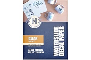 HAYES PAPER CO. Hayes Waterslide Decal Paper for Inkjet Printers – 20 Clear A4 Sheets (8.25 x 11.7") | Quick Dry, Strong Adhesion, Easy Application | Premium Transfer Paper 200gsm for DIY Crafts