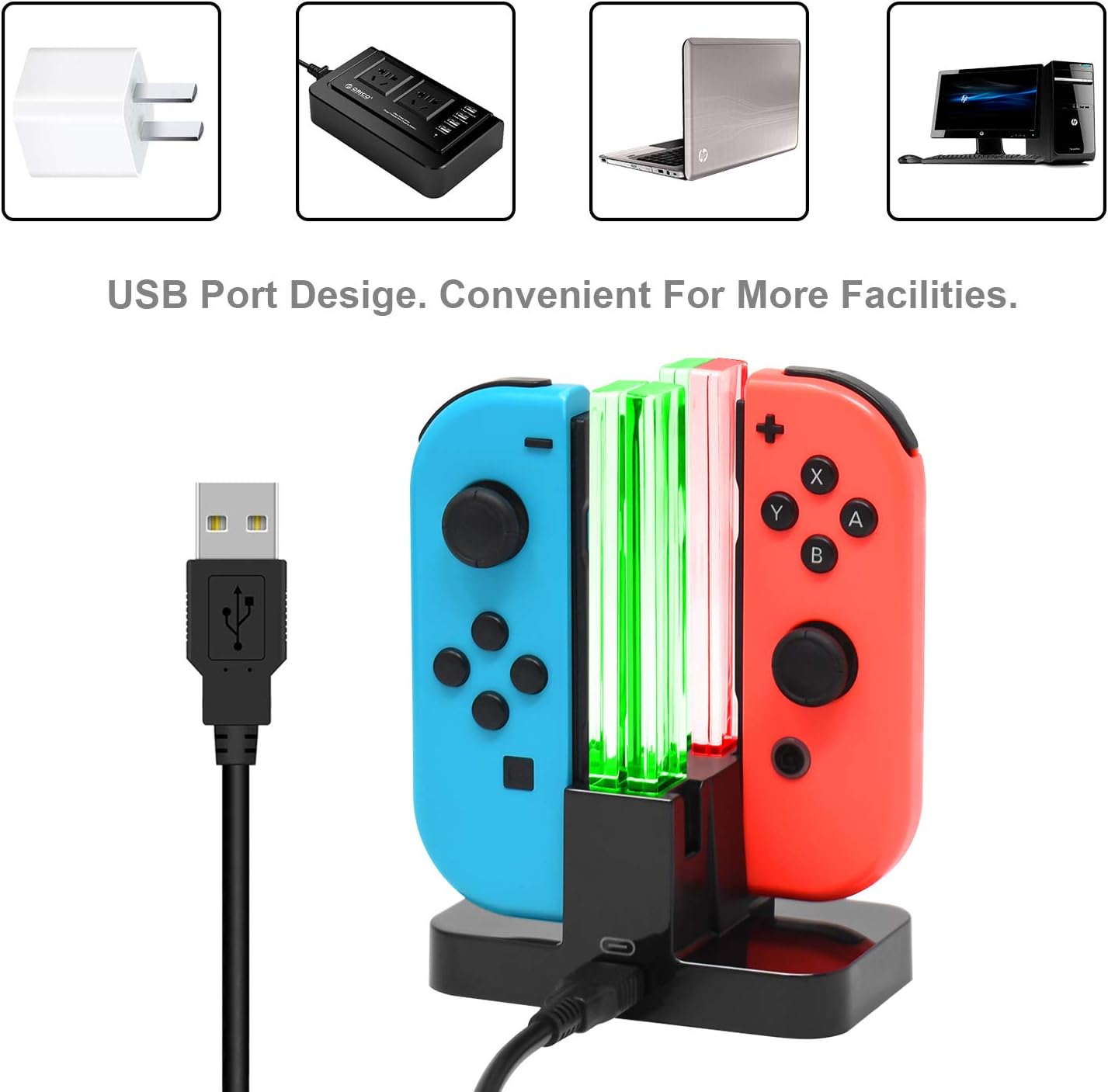 Charging Dock for Nintendo Switch Joy-Con,Charging Station for Nintendo Switch with a USB Type-C Charging Cord: Electronics