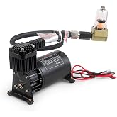 CNWZYMX 12V 150PSI Air Horn Suspension Compressor Kit 3/8 NPT Black | Heavy Duty, Mini Onboard, with 1/4 NPT Adapter, for Car Train Truck Horn/Bag/Suspension