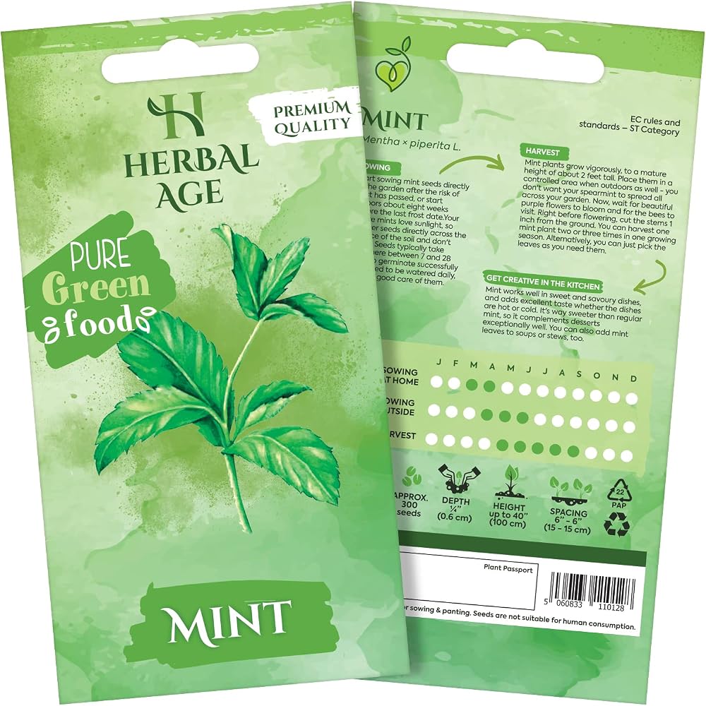 HERBAL AGE Mint Seeds Plants Grow Your Own Herb Garden Kit ~300 Seeds UK