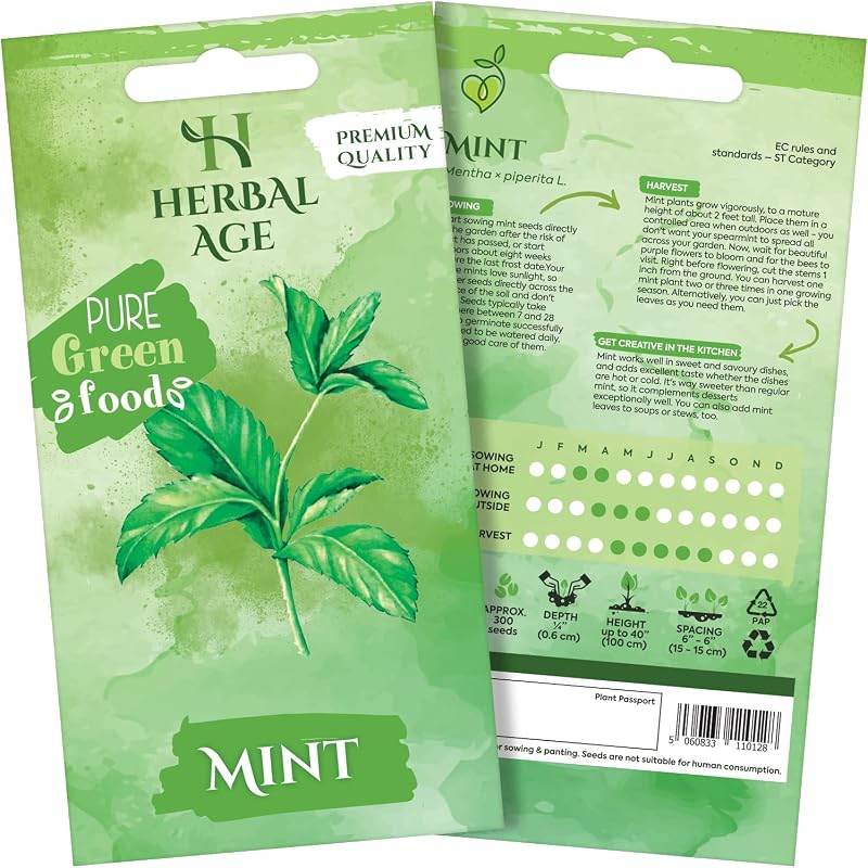 HERBAL AGE Mint Seeds Plants Grow Your Own Herb Garden Kit ~300 Seeds UK