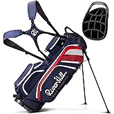 14 Way Golf Stand Bag, Lightweight Golf Bags w/Full-Length Dividers, 9 Pockets, Padded Strap, Cooler Pocket, High-Tech Zippers, Rain-Hood, Free Shoe Bag for Men & Women