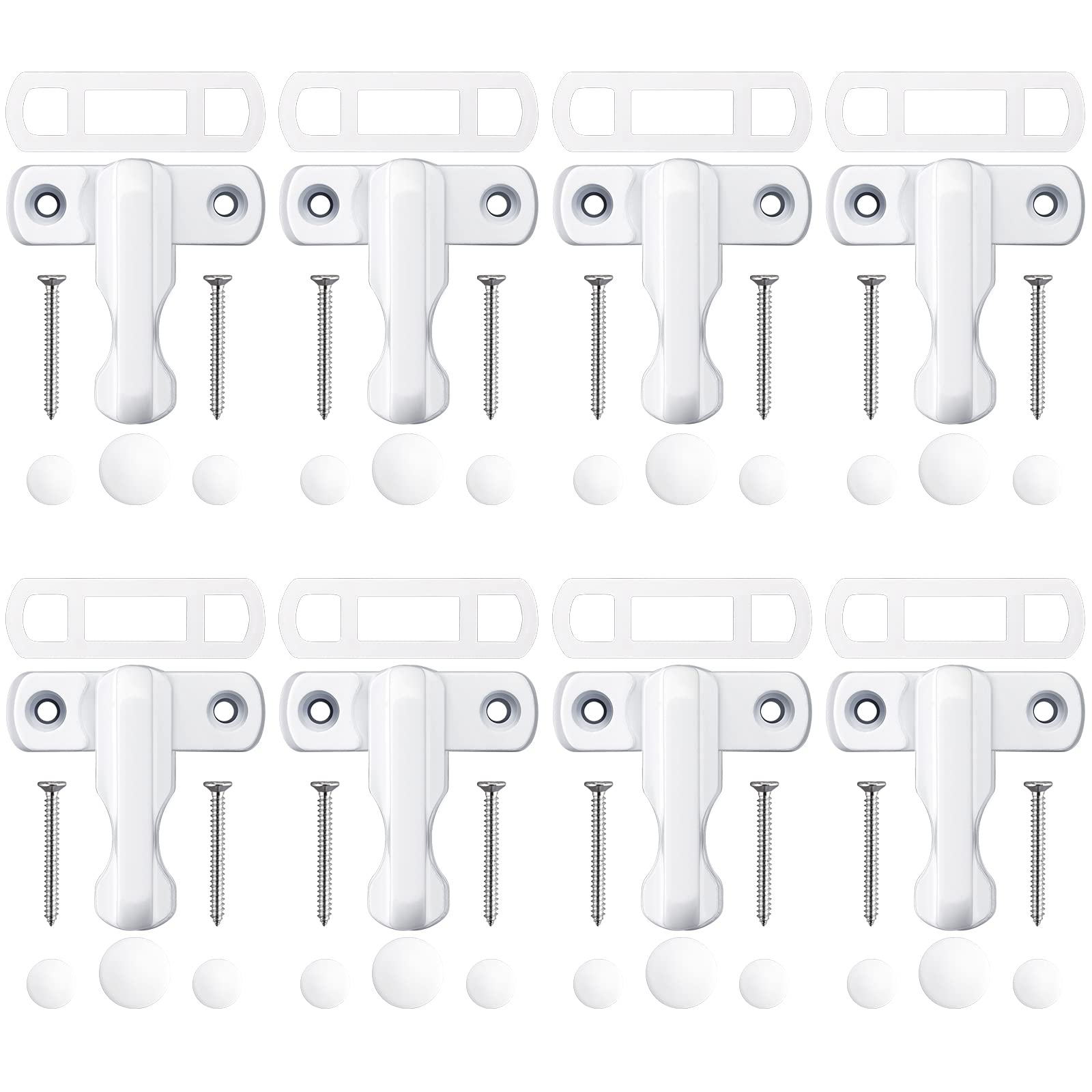 Kamtop 8 PCS Sash Jammers, White Zinc Alloy Sash Blockers Window Jammers, Window Restrictor Security Jammer Locks with Fixing Screws for UPVC PVC Window Door Home Security