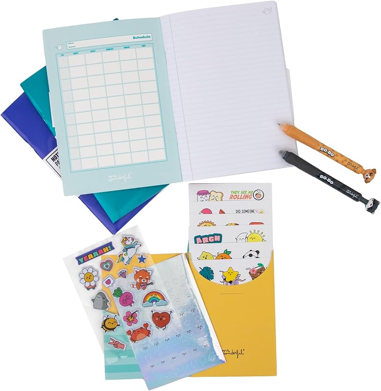 Pack Back to School Deep Colours – 2 Penne Cancellabili Bo-Bo, Adesivi e 3 Quaderni A5