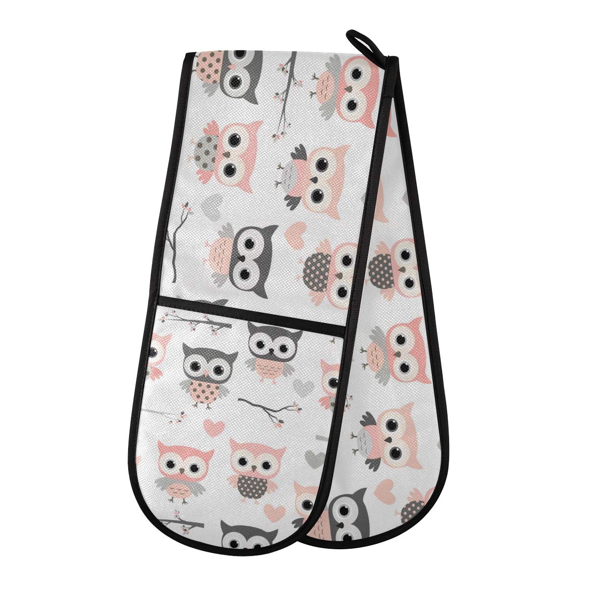 ZZXXB Lovely Owl Double Oven Mitt Heat Resistant Non-Slip Kitchen Gloves Extra Long 7" x 35" for Cooking Baking Barbecue Grilling โ image 1