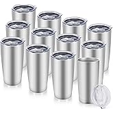 Cool Yoleb 20 oz Tumblers Bulk Stainless Steel Tumbler with Lid Double Wall Vacuum Insulated Coffee Mug 20oz Powder Coated Cup for Hot and Cold Drinks, Stainless, 12 pack