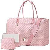 Travel Duffle Bag for Women Weekender Overnight Bag with Shoe Compartment with Gym with Wet Pocket for Labor and Delivery 3 Pcs Set Pink