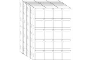 UNCLE PAUL Coin Pocket Pages - 20 Pockets Standard 9-Hole Coin Pocket Inserts Collecting Sleeves for Coins 10 Sheets CS03120