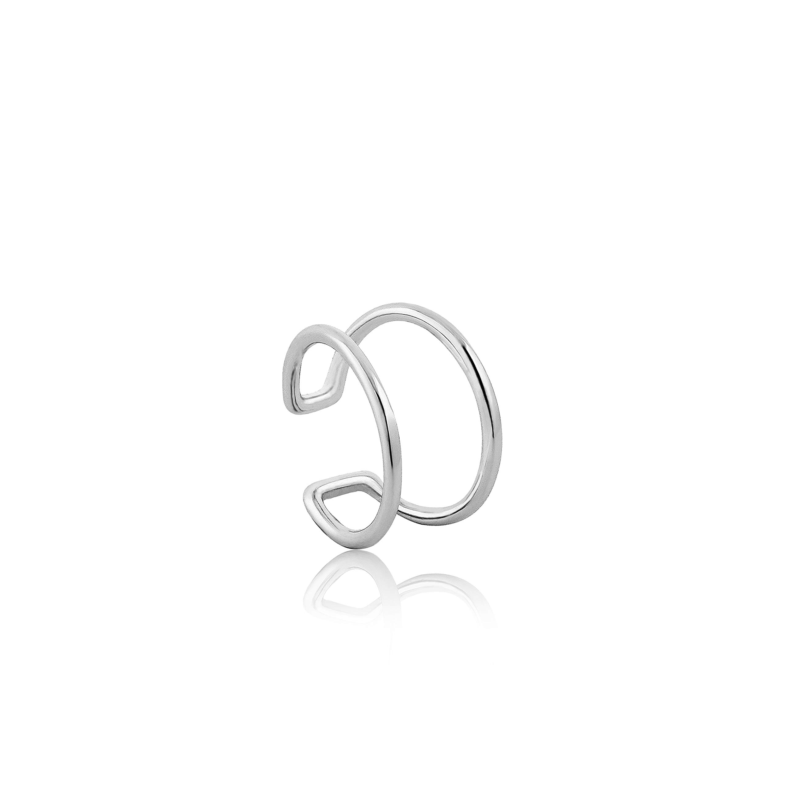925 Sterling Silver Non Pierced Minimalist Loop Wrap Helix Cartilage Cuff Fashion Earrings, Silver