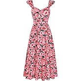GRACE KARIN 2026 Women Summer Maxi Floral Corset Dress,Ruffle Sleeve Milkmaid Dresses, Wedding Guest Dresses with Pocket