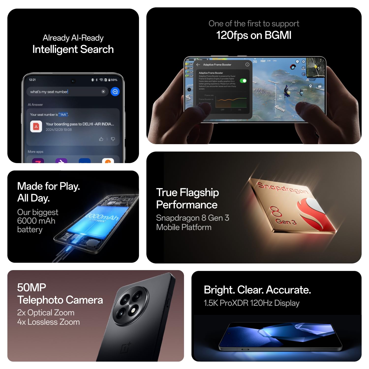 OnePlus 13R Dual SIM 256GB ROM + 12GB RAM (SOLO GSM | SIN CDMA) Smartphone 5G desbloqueado de fábrica (Nebula Noir) - Versión internacional