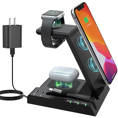 Wireless Charger in 1,YiJYi 15W Fast Charging Station for Apple