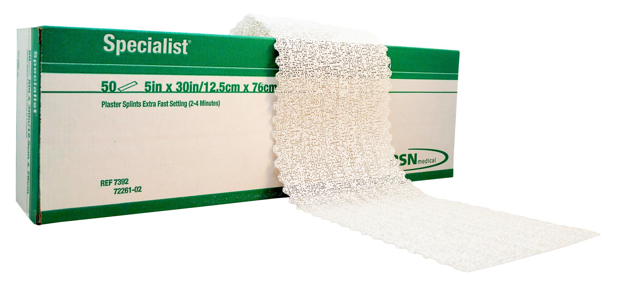 Photo 1 of BSN Medical Specialist Plaster of Paris Splints, 5 x 30" Size, 2-4 Minutes Extra Fast Setting, 7392 (50 Count)