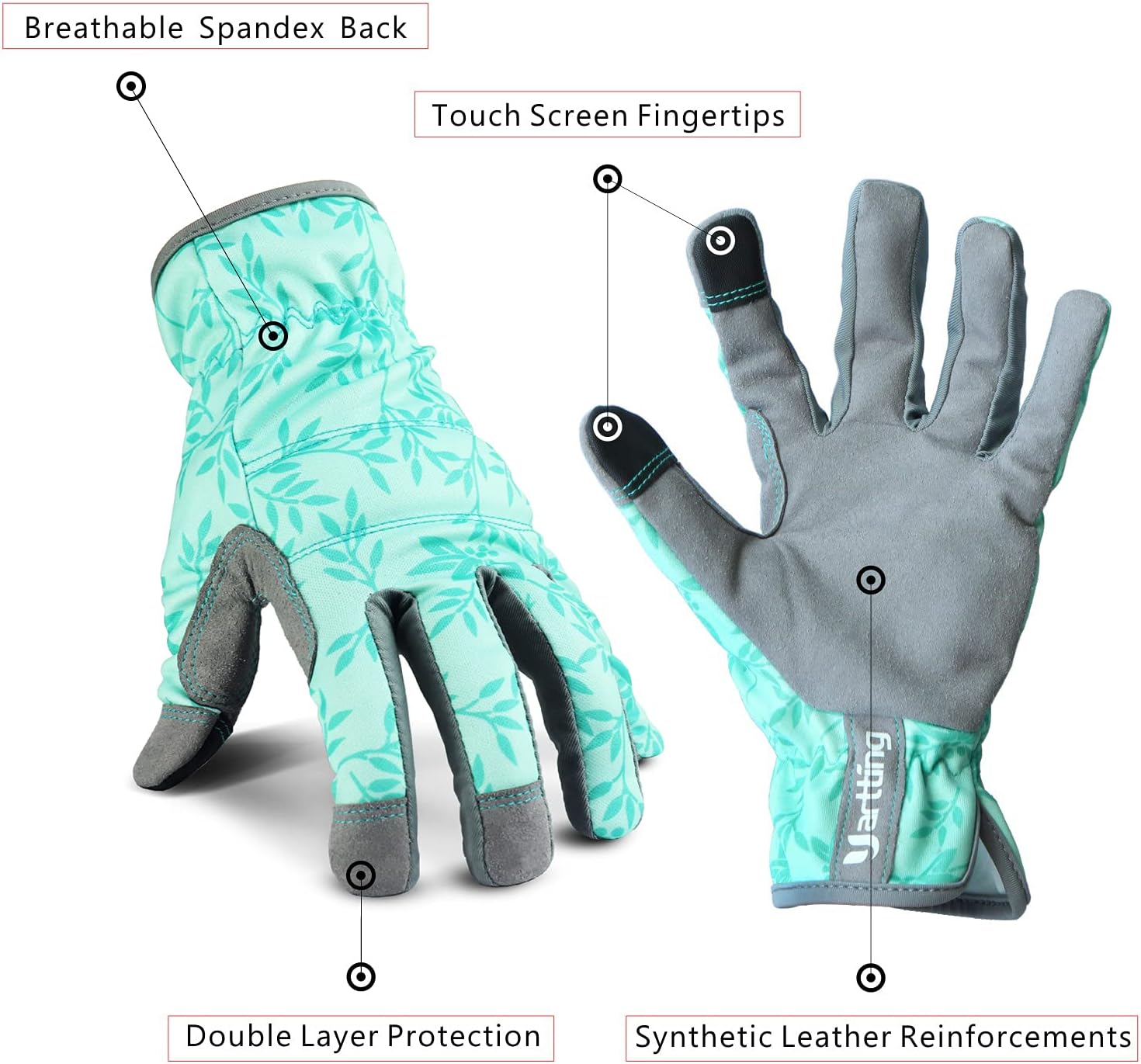 YARTTING Gardening Gloves for Women, Flexible Breathable Spandex, 2 Pairs Yard & Gardening Working Gloves Touch Screen, Best Garden Gifts & Tools for Gardener, X-Small : Garden & Outdoor