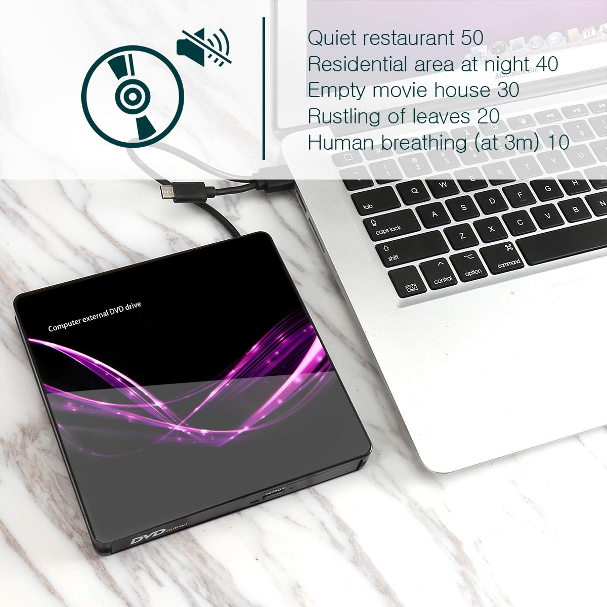 Masterizzatore DVD Externo, Unità CD Esterna USB 3.0 Tipo C Porta doppia - AMIGIK Lettore OtticoPortatile CD DVD +/-RW ROM per Computer Portatile Taccuino Windows 10/8/7/XP, Linux, MacOS, Vista7/8