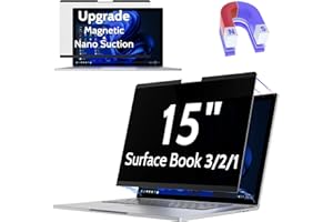 Peslv Magnetic Privacy Screen for Surface Book 3/2/1 15 Inch, Removable Anti Blue Light Glare Filter, Black Security Private 