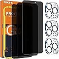 QHOHQ for iPhone 16 Pro Privacy Screen Protector + Camera Lens Protector, [Military Grade Shatterproof], Top 9H+ Anti Spy Glass, Full Edge Coverage, Ultra Durable, with Installation Tool [3+3 Pack]