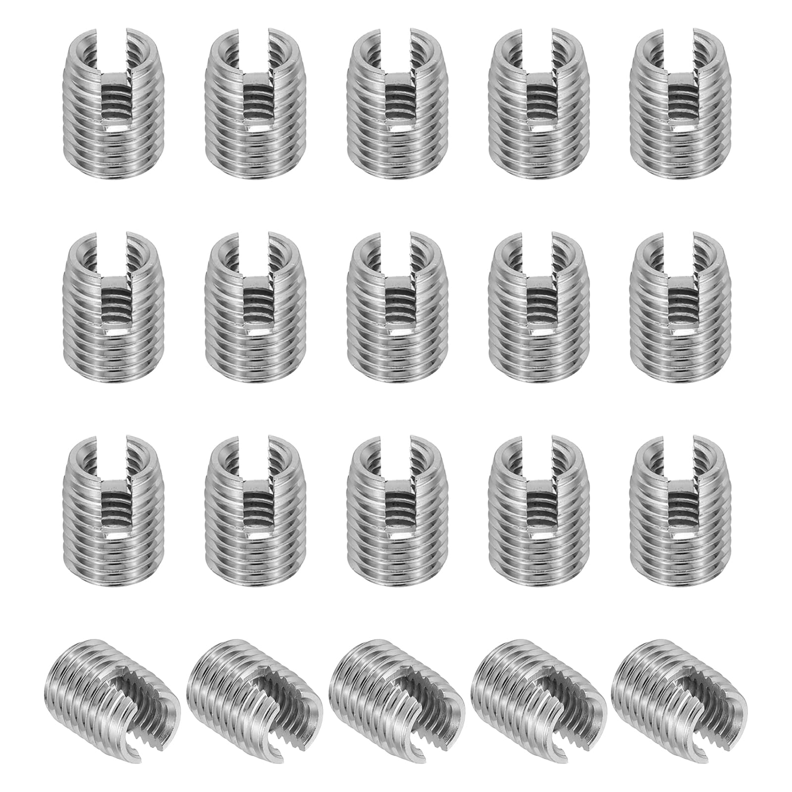 PATIKIL Self-Tapping Threaded Inserts, 20 Pcs M8 x M12 x 15mm 303 Stainless Steel Thread Adapter Reducer Slotted Screw Repair Inserts Nuts Sleeve