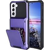 Marphe Wallet Case for Samsung Galaxy S24 Case with 4-Card Credit Card Holder Slot Shockproof Cover Hybrid Heavy Duty Protection Armor Phone Case Compatible with Samsung Galaxy S24-Purple