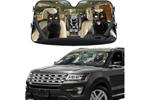 GENANY Cute Cat Family Funny Windshield Sun Shade for Car SUV Truck (55x30 Inches), Car Sun Shade Windshield, Car Shades for Front Windows, Sunshade for Car Windshield, Protector Blocks UV