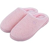 DL Womens Memory Foam Slippers, Cozy Slip on House Slippers for Women Indoor Outdoor, Comfy Women's Bedroom Slippers Warm Soft Flannel Lining Home Slippers Size 5-12 Purple Blue Pink Grey Navy Black