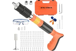 SUPTYGS Concrete Steel Nails Gun Tool with 110pcs Round Nails,5 Speed Wall Fastening Rivet Gun Tool Nail Gun Monitor Installation Gun Manual Rivet Nail Gun Household Woodworking