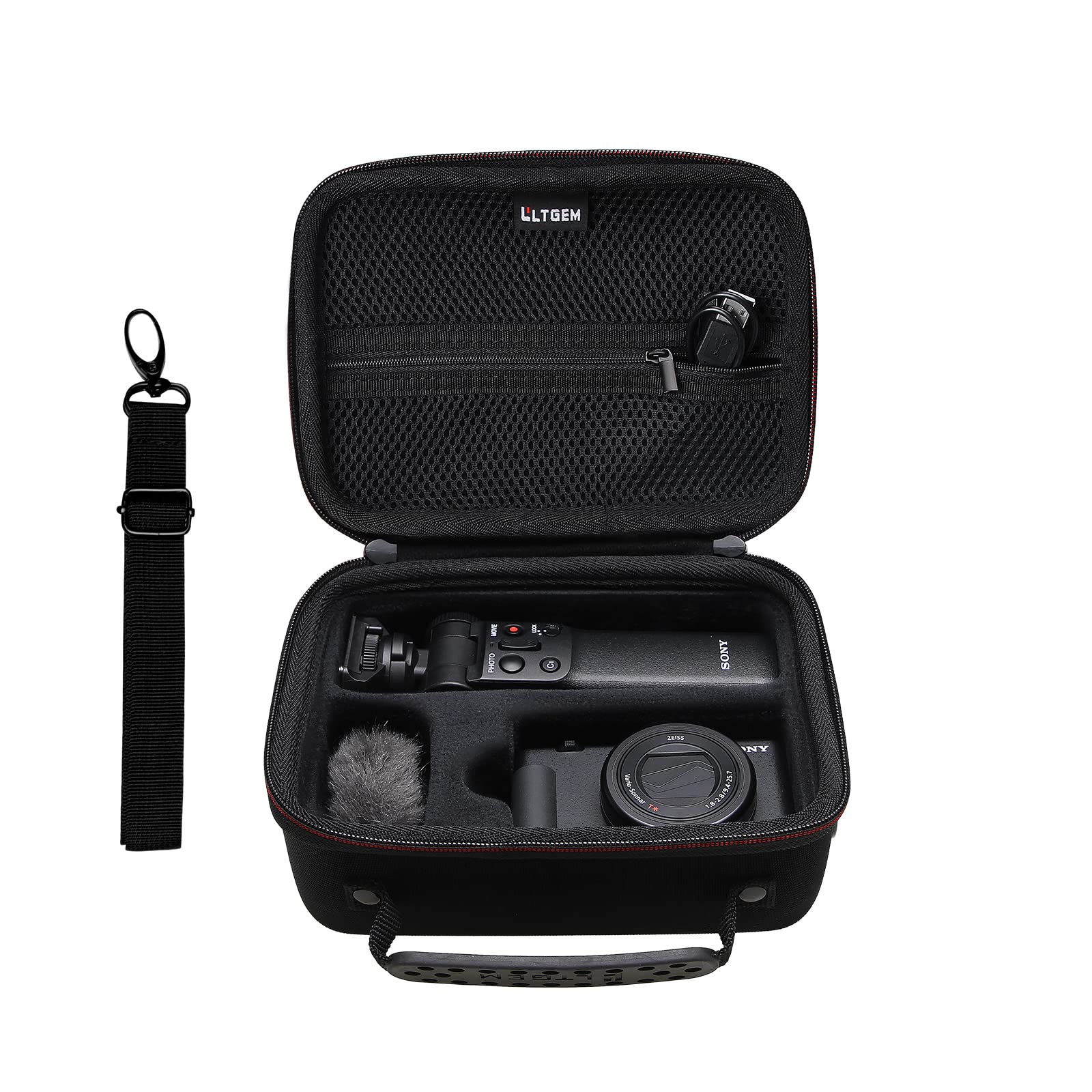 L LTGEM Hard Case for Sony ZV-1 / ZV-1F/ ZV-1 II/ZV-E10 Vlog Camera Kit - Portable Travel Bag (Case Only) - Black
